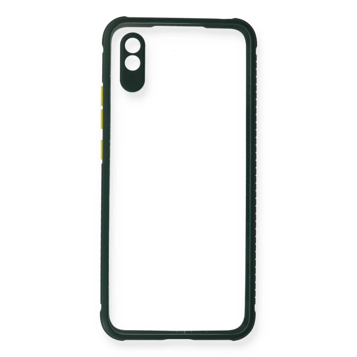 BFS  Xiaomi Redmi 9A Kılıf Miami Şeffaf Silikon - Koyu Yeşil