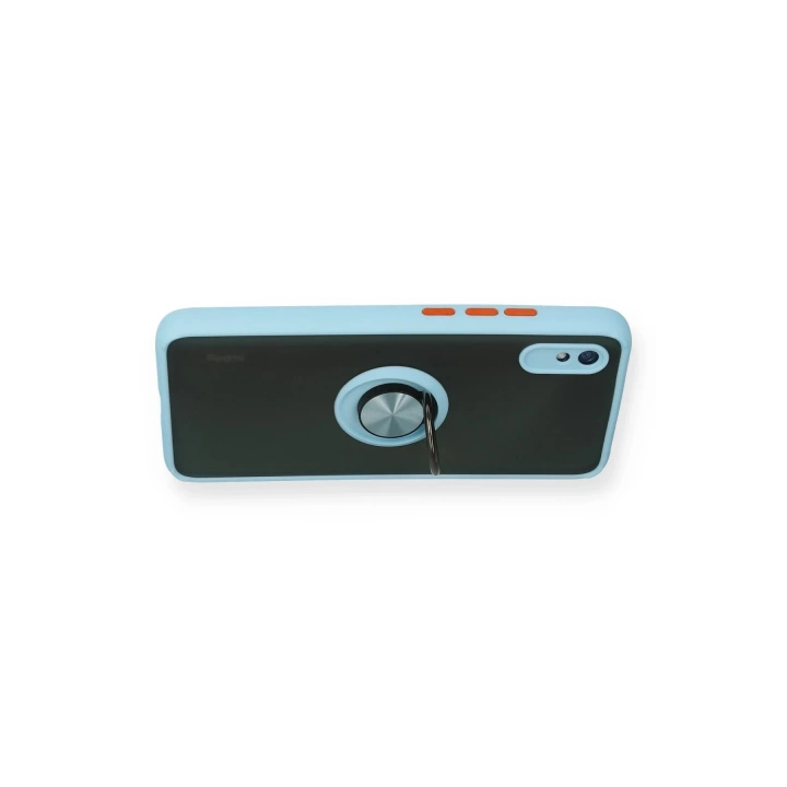 BFS  Xiaomi Redmi 9A Kılıf Montreal Yüzüklü Silikon Kapak - Buz Mavi