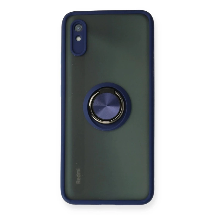 BFS  Xiaomi Redmi 9A Kılıf Montreal Yüzüklü Silikon Kapak - Lacivert
