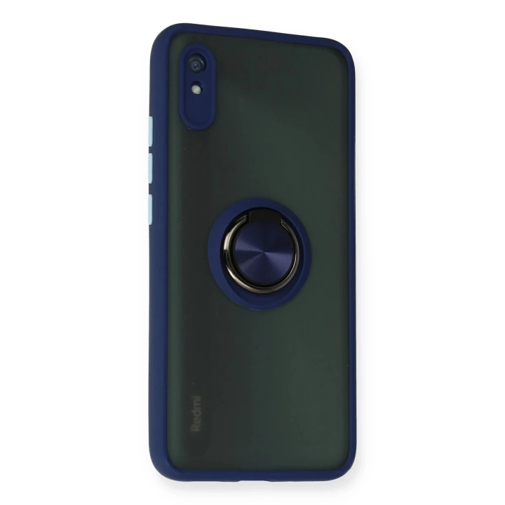 BFS  Xiaomi Redmi 9A Kılıf Montreal Yüzüklü Silikon Kapak - Lacivert