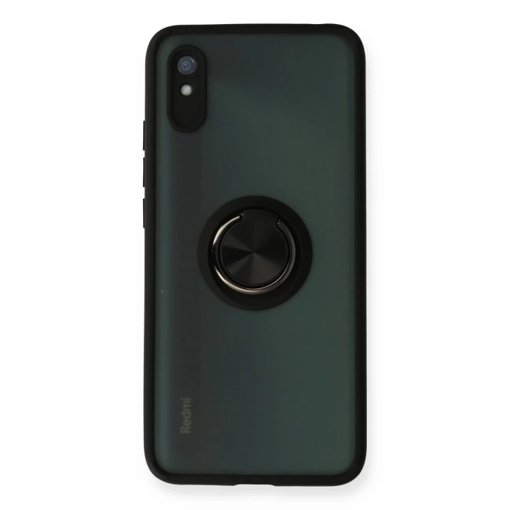 BFS  Xiaomi Redmi 9A Kılıf Montreal Yüzüklü Silikon Kapak - Siyah