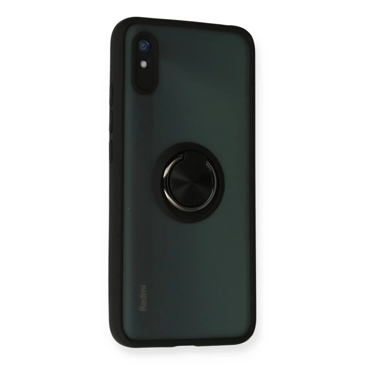 BFS  Xiaomi Redmi 9A Kılıf Montreal Yüzüklü Silikon Kapak - Siyah