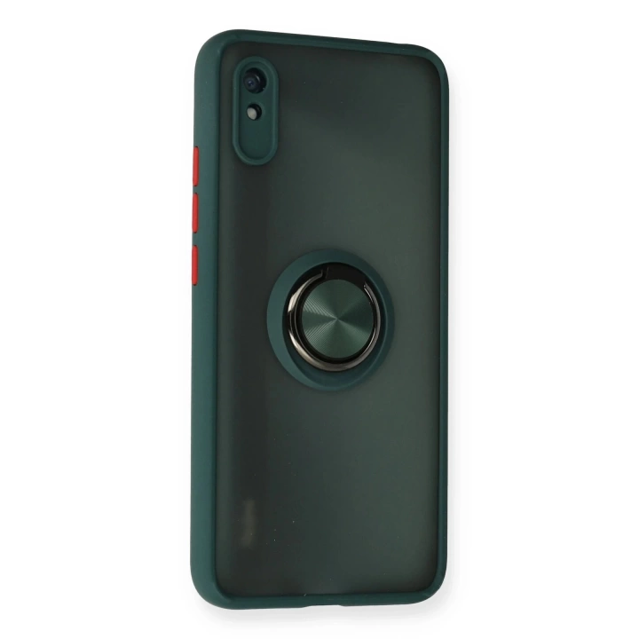 BFS  Xiaomi Redmi 9A Kılıf Montreal Yüzüklü Silikon Kapak - Yeşil