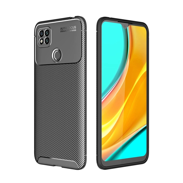 BFS  Xiaomi Redmi 9C Kılıf Auto Focus Karbon Kapak - Siyah