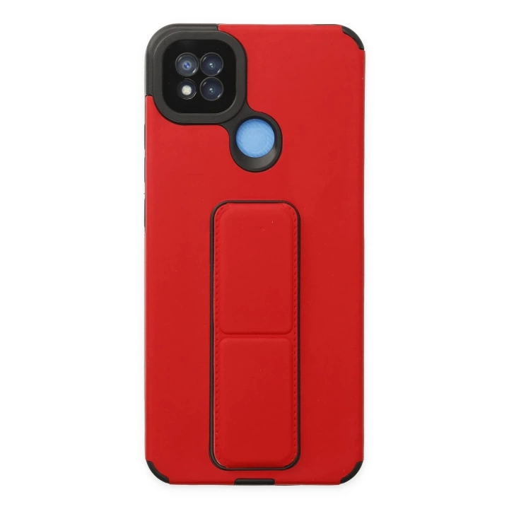 BFS  Xiaomi Redmi 9C Kılıf Mega Standlı Silikon - Kırmızı