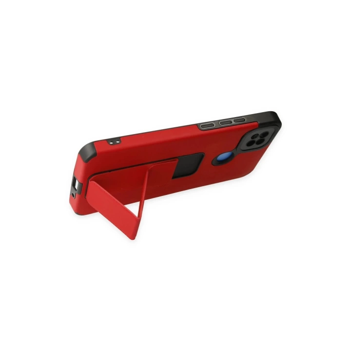 BFS  Xiaomi Redmi 9C Kılıf Mega Standlı Silikon - Kırmızı