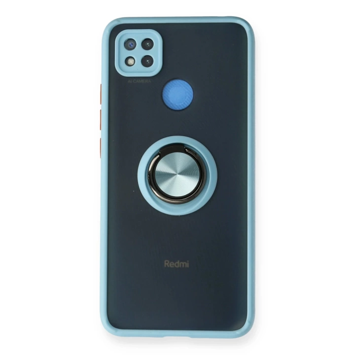 BFS  Xiaomi Redmi 9C Kılıf Montreal Yüzüklü Silikon Kapak - Buz Mavi