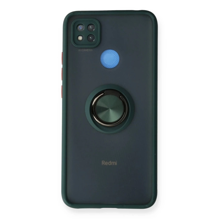 BFS  Xiaomi Redmi 9C Kılıf Montreal Yüzüklü Silikon Kapak - Yeşil