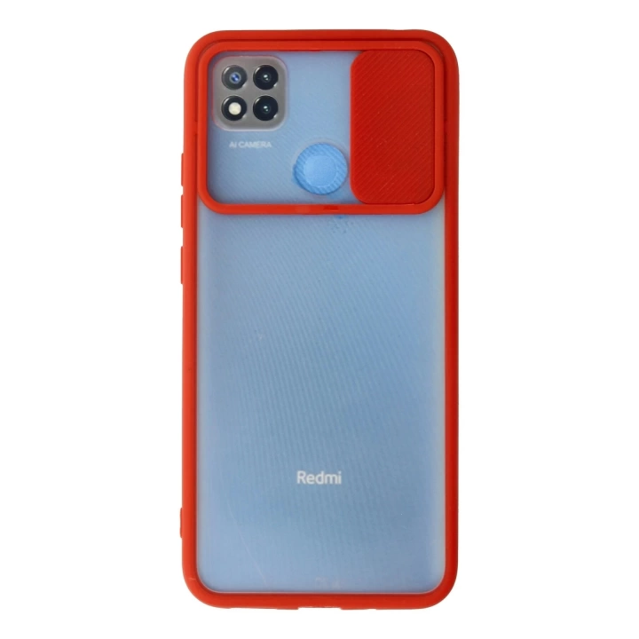 BFS  Xiaomi Redmi 9C Kılıf Palm Buzlu Kamera Sürgülü Silikon - Kırmızı