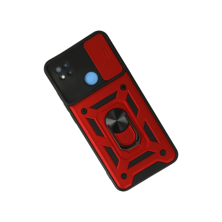 BFS  Xiaomi Redmi 9C Kılıf Pars Lens Yüzüklü Silikon - Kırmızı