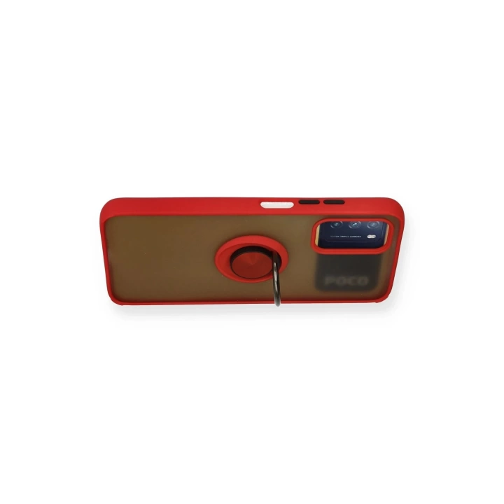BFS  Xiaomi Redmi 9T Kılıf Montreal Yüzüklü Silikon Kapak - Kırmızı