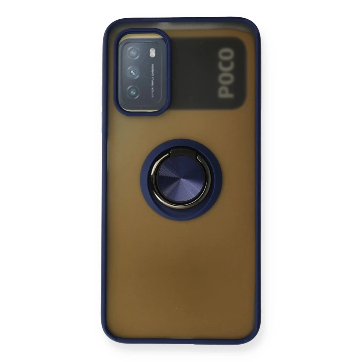 BFS  Xiaomi Redmi 9T Kılıf Montreal Yüzüklü Silikon Kapak - Lacivert