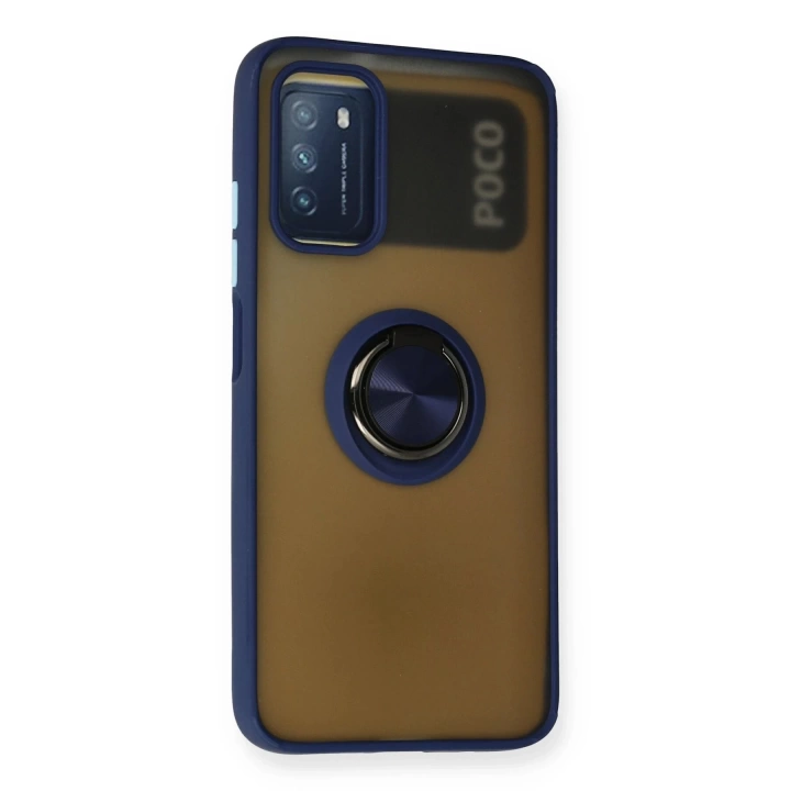 BFS  Xiaomi Redmi 9T Kılıf Montreal Yüzüklü Silikon Kapak - Lacivert