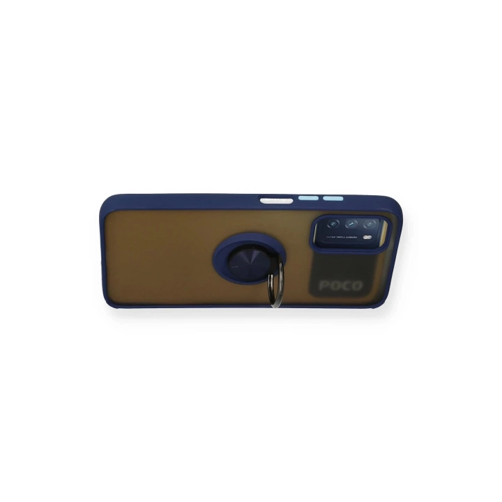 BFS  Xiaomi Redmi 9T Kılıf Montreal Yüzüklü Silikon Kapak - Lacivert