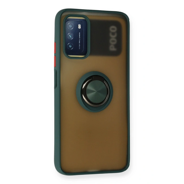 BFS  Xiaomi Redmi 9T Kılıf Montreal Yüzüklü Silikon Kapak - Yeşil