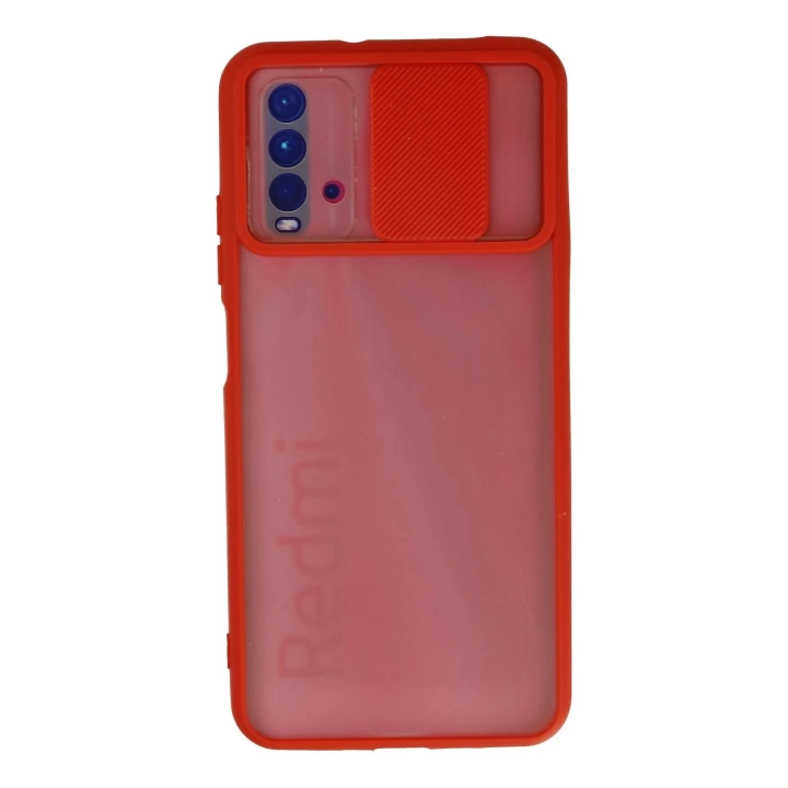 BFS  Xiaomi Redmi 9T Kılıf Palm Buzlu Kamera Sürgülü Silikon - Kırmızı