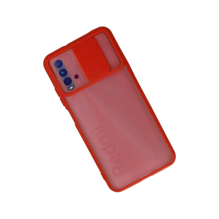 BFS  Xiaomi Redmi 9T Kılıf Palm Buzlu Kamera Sürgülü Silikon - Kırmızı