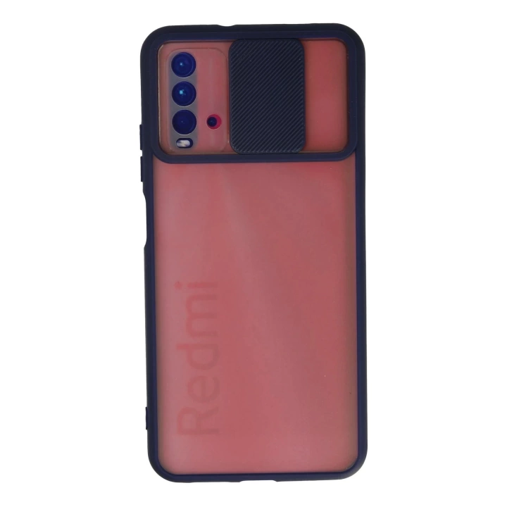 BFS  Xiaomi Redmi 9T Kılıf Palm Buzlu Kamera Sürgülü Silikon - Lacivert