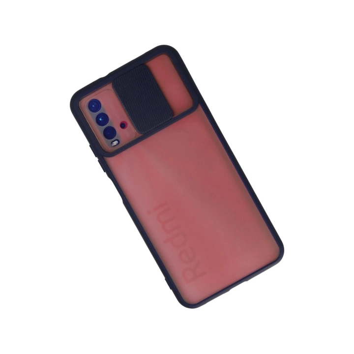 BFS  Xiaomi Redmi 9T Kılıf Palm Buzlu Kamera Sürgülü Silikon - Lacivert