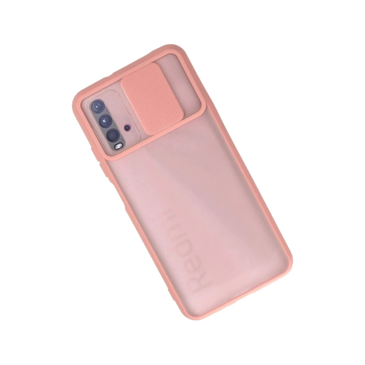 BFS  Xiaomi Redmi 9T Kılıf Palm Buzlu Kamera Sürgülü Silikon - Pembe