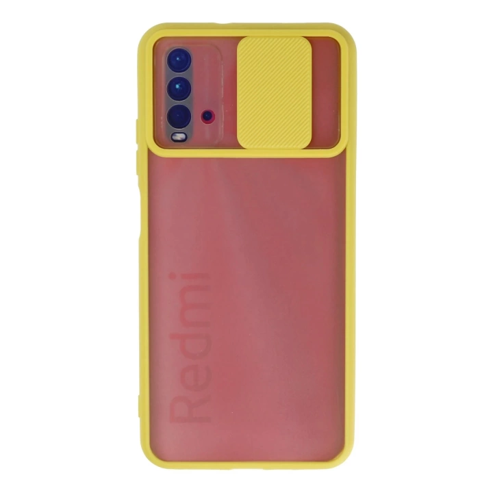 BFS  Xiaomi Redmi 9T Kılıf Palm Buzlu Kamera Sürgülü Silikon - Sarı