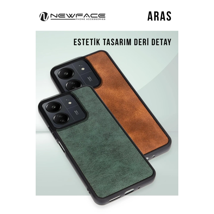 BFS  Xiaomi Redmi A3 4G Kılıf Aras Deri Kapak - Koyu Yeşil