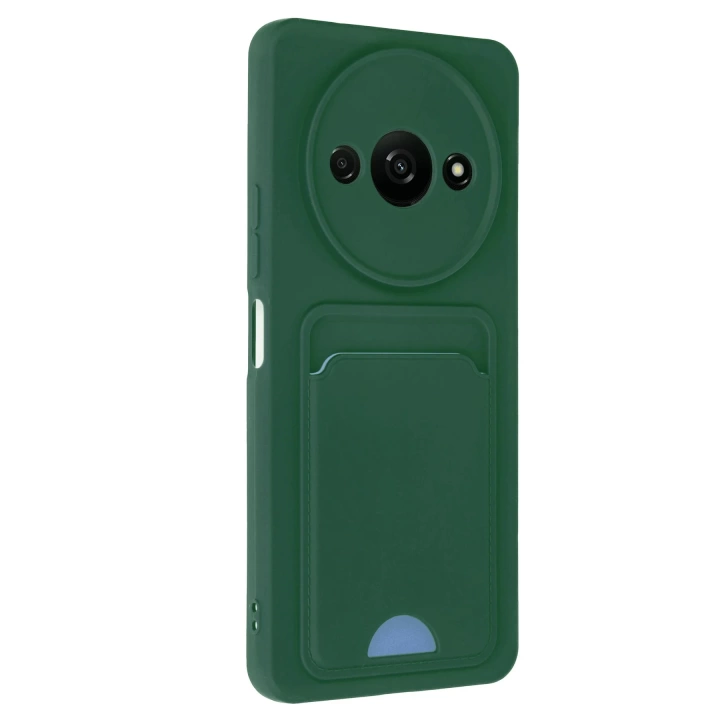 BFS  Xiaomi Redmi A3 4G Kılıf Kelvin Kartvizitli Silikon - Koyu Yeşil