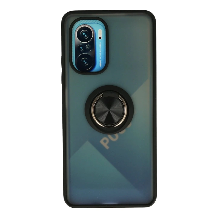 BFS  Xiaomi Redmi K40 Kılıf Montreal Yüzüklü Silikon Kapak - Siyah