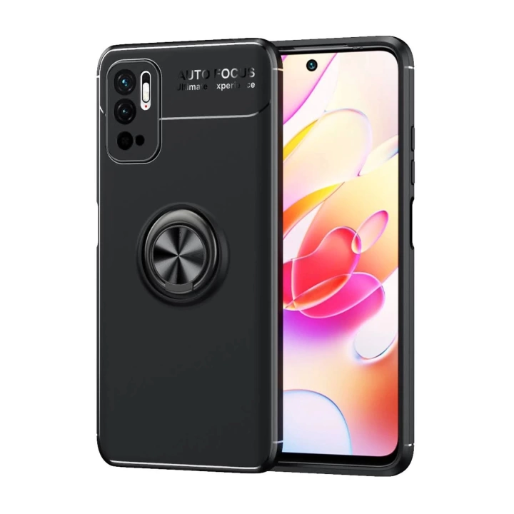 BFS  Xiaomi Redmi Note 10 5G Kılıf Range Yüzüklü Silikon - Siyah