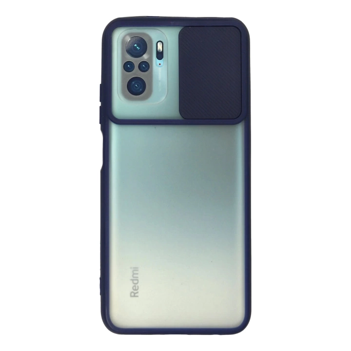 BFS  Xiaomi Redmi Note 10 Kılıf Palm Buzlu Kamera Sürgülü Silikon - Lacivert