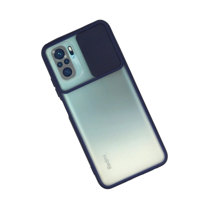 BFS  Xiaomi Redmi Note 10 Kılıf Palm Buzlu Kamera Sürgülü Silikon - Lacivert