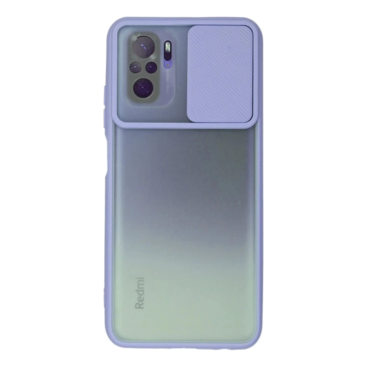 BFS  Xiaomi Redmi Note 10 Kılıf Palm Buzlu Kamera Sürgülü Silikon - Lila