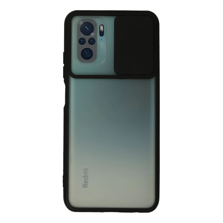 BFS  Xiaomi Redmi Note 10 Kılıf Palm Buzlu Kamera Sürgülü Silikon - Siyah
