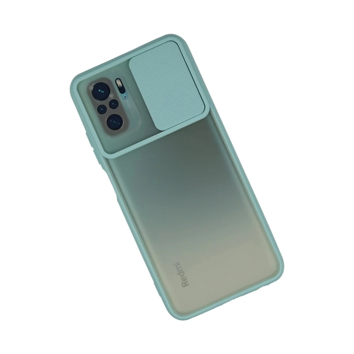 BFS  Xiaomi Redmi Note 10 Kılıf Palm Buzlu Kamera Sürgülü Silikon - Turkuaz