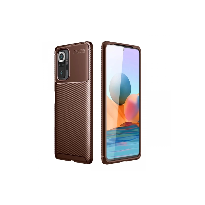 BFS  Xiaomi Redmi Note 10 Pro Kılıf Auto Focus Karbon Kapak - Kahverengi
