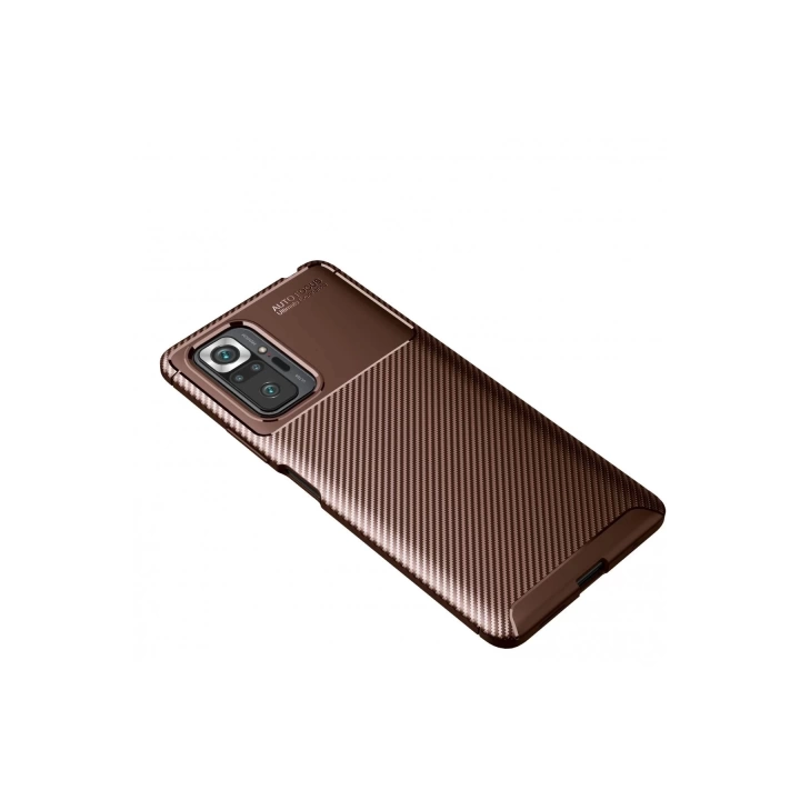 BFS  Xiaomi Redmi Note 10 Pro Kılıf Auto Focus Karbon Kapak - Kahverengi