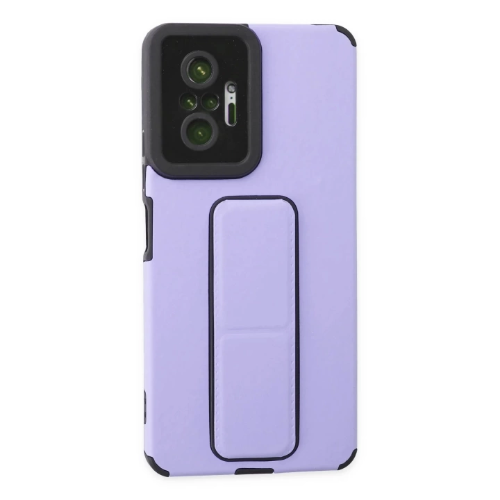 BFS  Xiaomi Redmi Note 10 Pro Kılıf Mega Standlı Silikon - Lila