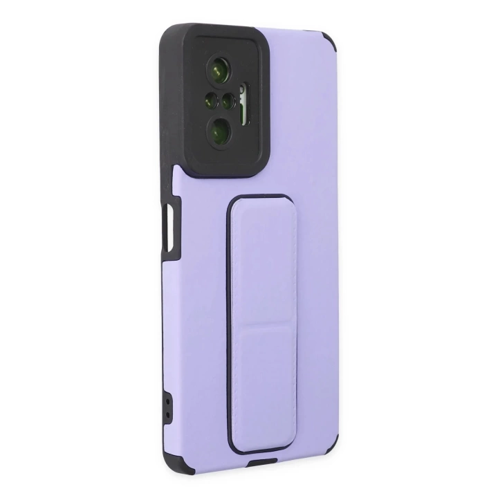 BFS  Xiaomi Redmi Note 10 Pro Kılıf Mega Standlı Silikon - Lila