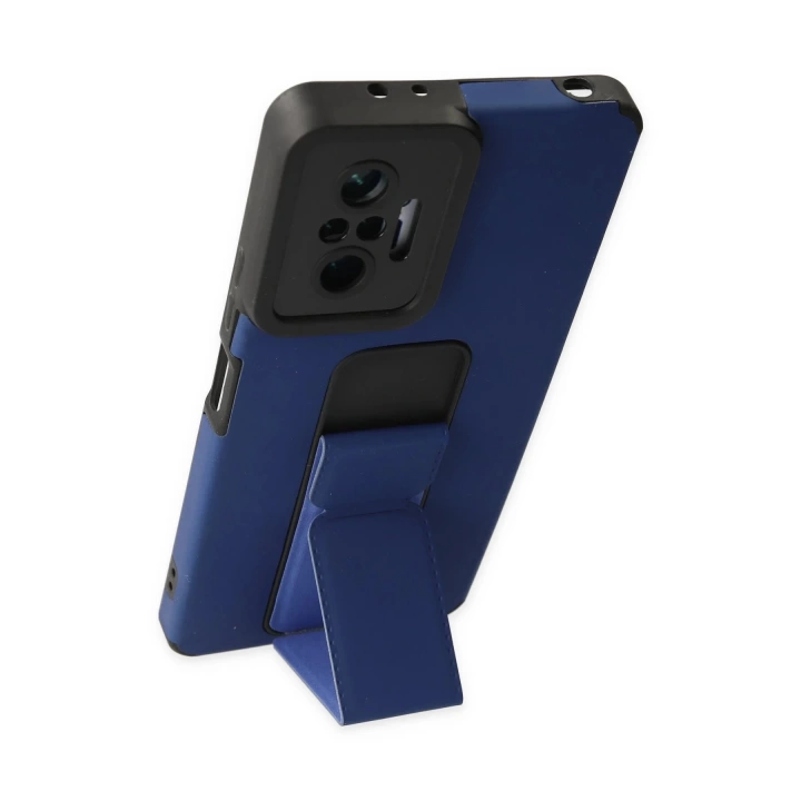 BFS  Xiaomi Redmi Note 10 Pro Kılıf Mega Standlı Silikon - Mavi