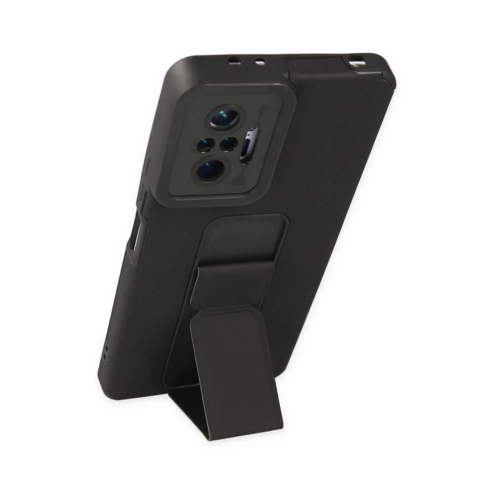 BFS  Xiaomi Redmi Note 10 Pro Kılıf Mega Standlı Silikon - Siyah