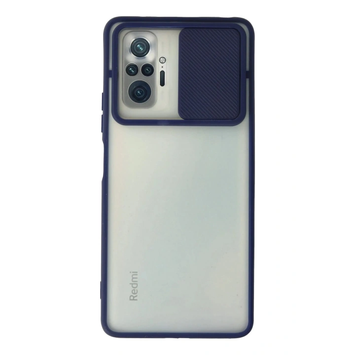 BFS  Xiaomi Redmi Note 10 Pro Kılıf Palm Buzlu Kamera Sürgülü Silikon - Lacivert