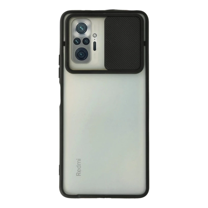 BFS  Xiaomi Redmi Note 10 Pro Kılıf Palm Buzlu Kamera Sürgülü Silikon - Siyah