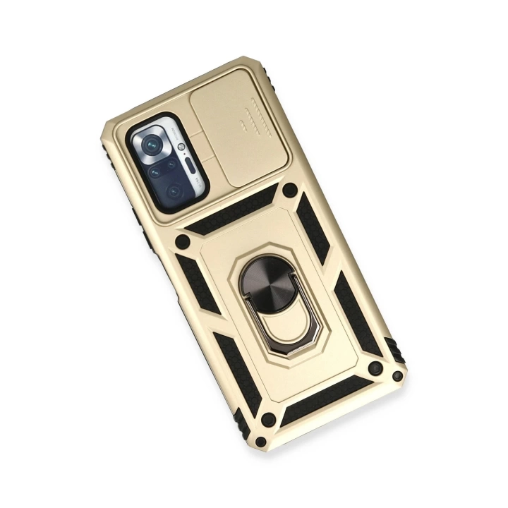 BFS  Xiaomi Redmi Note 10 Pro Kılıf Pars Lens Yüzüklü Silikon - Gold