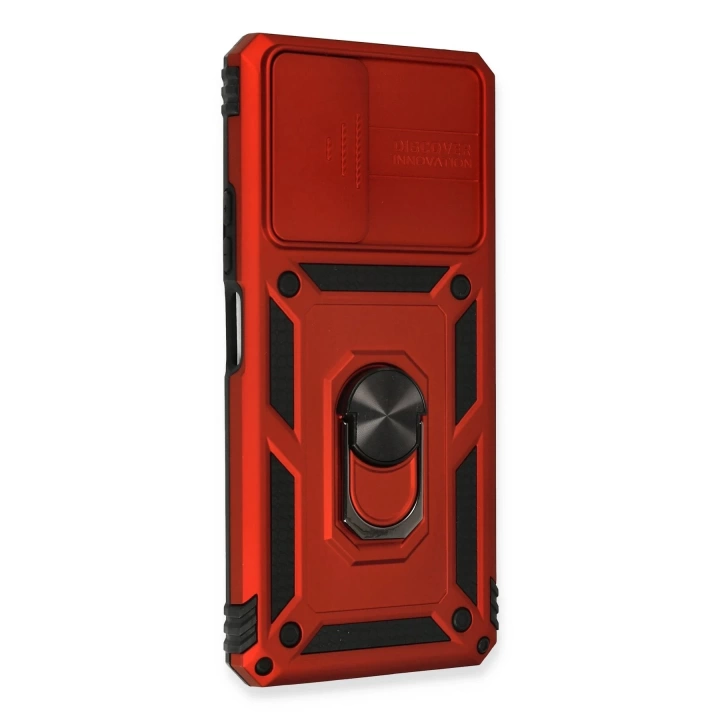 BFS  Xiaomi Redmi Note 10 Pro Kılıf Pars Lens Yüzüklü Silikon - Kırmızı
