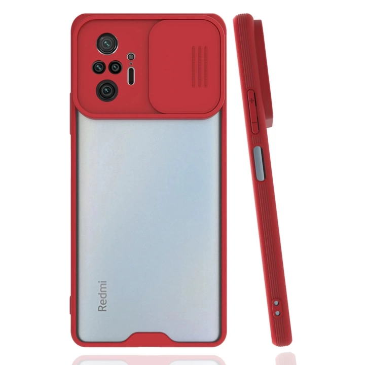 BFS  Xiaomi Redmi Note 10 Pro Kılıf Platin Kamera Koruma Silikon - Kırmızı