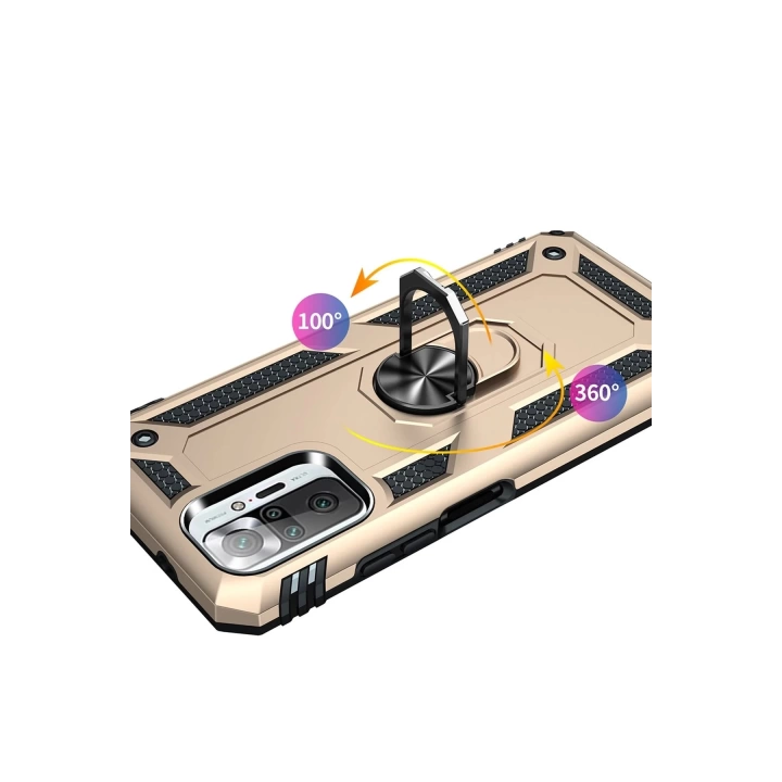 BFS  Xiaomi Redmi Note 10 Pro Kılıf Sofya Yüzüklü Silikon Kapak - Gold