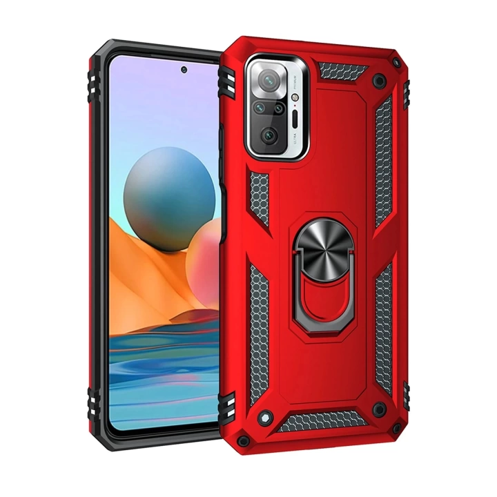 BFS  Xiaomi Redmi Note 10 Pro Kılıf Sofya Yüzüklü Silikon Kapak - Kırmızı