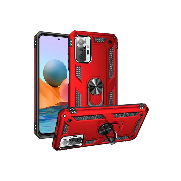 BFS  Xiaomi Redmi Note 10 Pro Kılıf Sofya Yüzüklü Silikon Kapak - Kırmızı