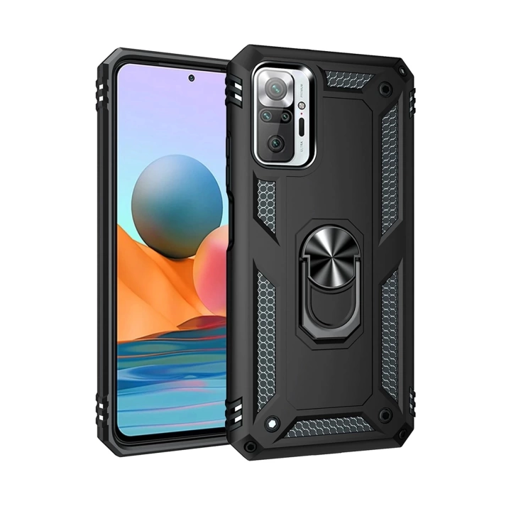 BFS  Xiaomi Redmi Note 10 Pro Kılıf Sofya Yüzüklü Silikon Kapak - Siyah