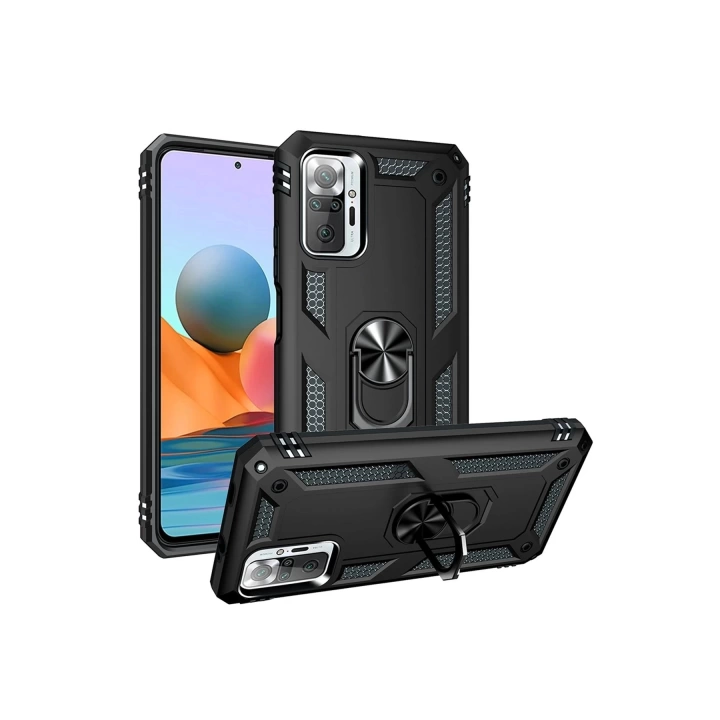 BFS  Xiaomi Redmi Note 10 Pro Kılıf Sofya Yüzüklü Silikon Kapak - Siyah